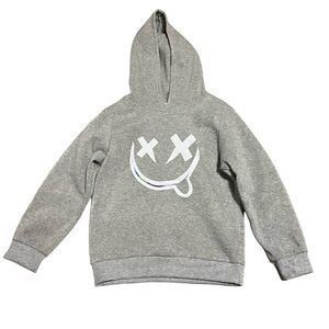 Girls Soft Gray Hoodie Sweatshirt Smiley Face Size 7